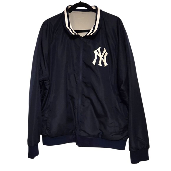 JH Design Reversible Jacket MLB New York Yankees Navy/Gray Polyester Mens 2XL - Picture 2 of 10